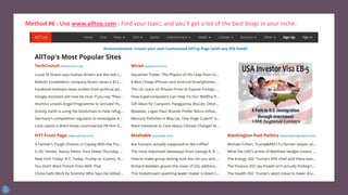 Method #6 : Use www.alltop.com - Find your topic, and you’ll get a list of the best blogs in your niche.
 