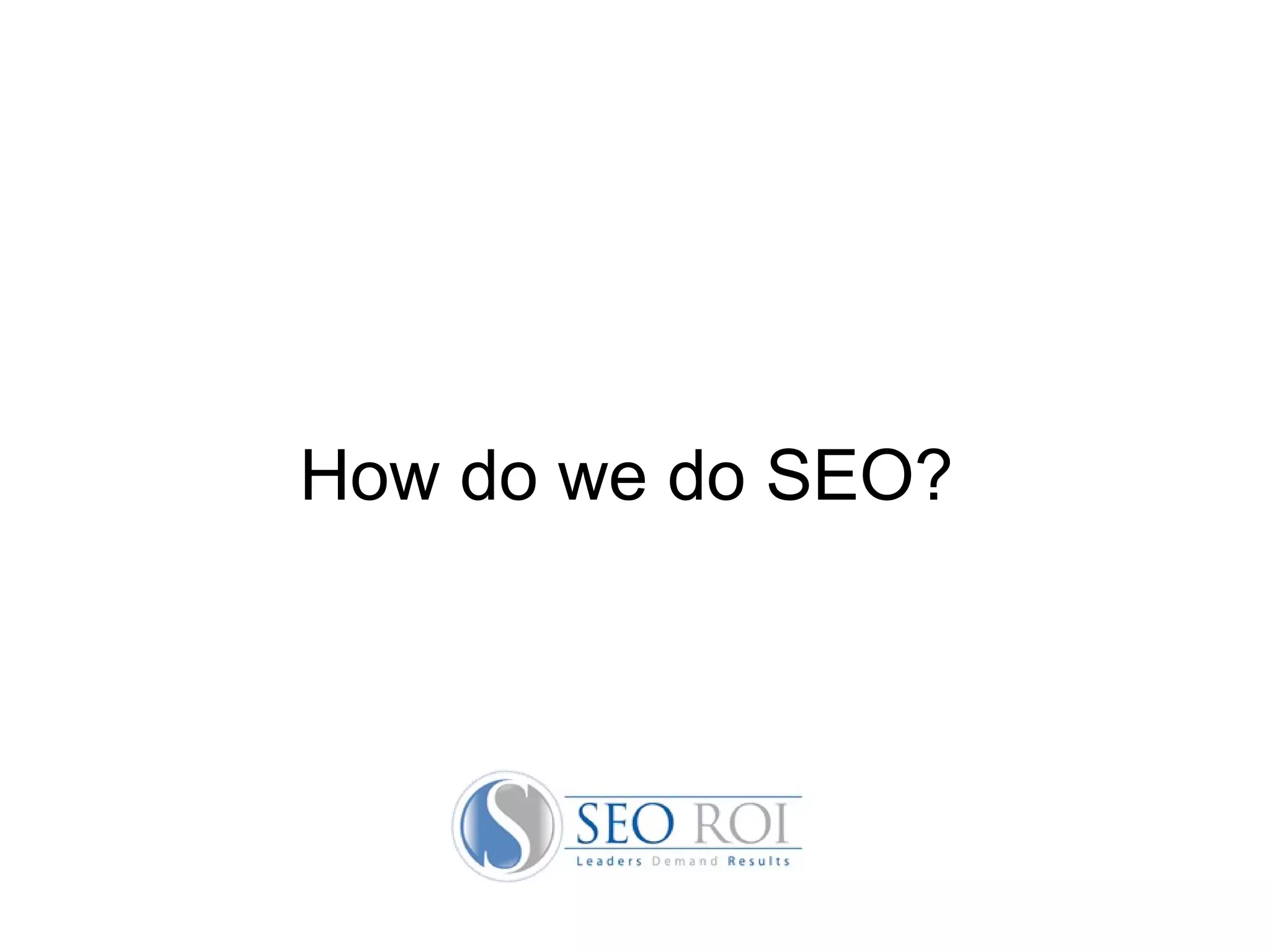 How do we do SEO? 