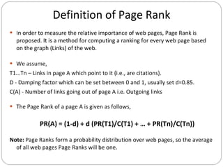 Definition of Page Rank ,[object Object],[object Object],[object Object],[object Object],[object Object],[object Object],[object Object],[object Object]