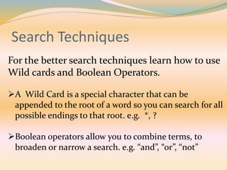 Search engines, e resources, and search strategy | PPTX