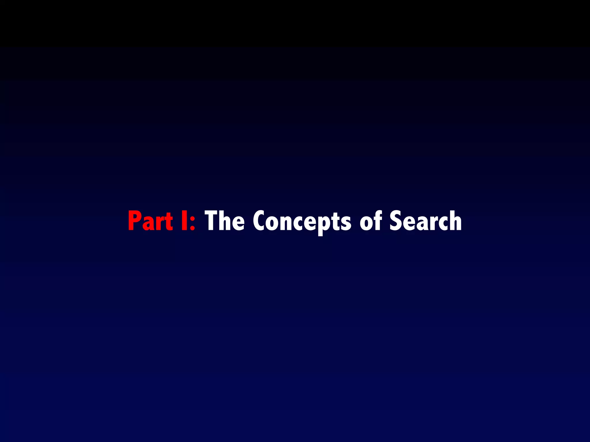 Part I: The Concepts of Search
 