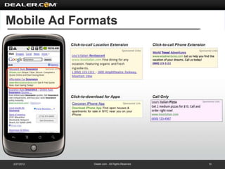 Mobile Ad Formats




 2/27/2012   Dealer.com - All Rights Reserved   10
 