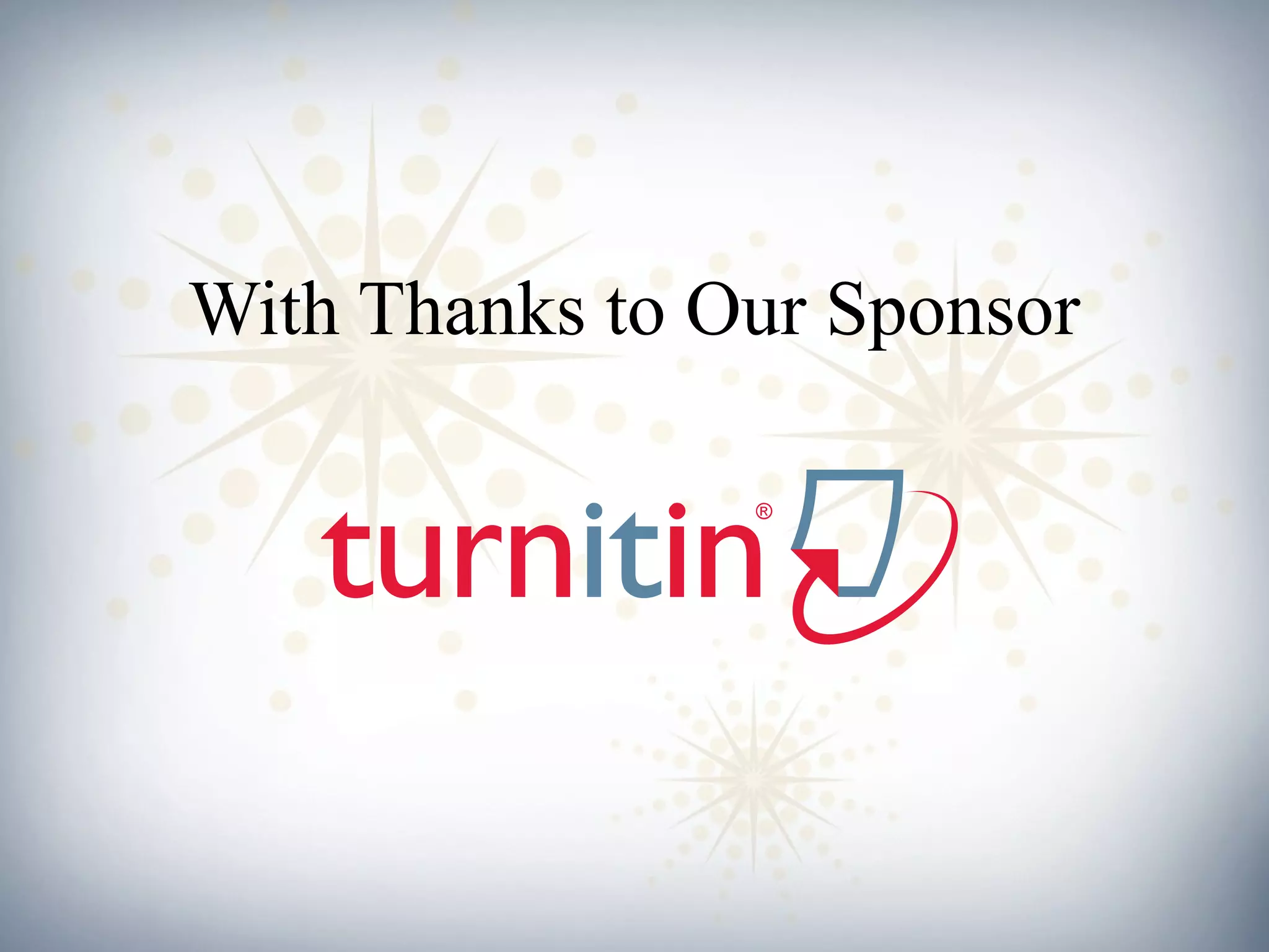 With Thanks to Our Sponsor
 