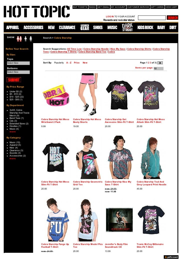 Hottopic Clothing Cobra 20 Starship