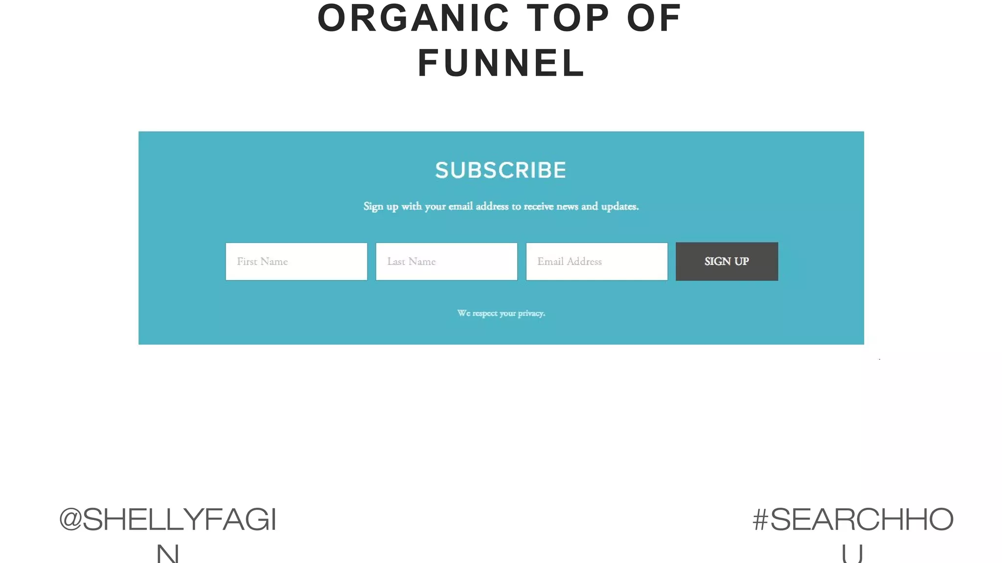 ORGANIC TOP OF
FUNNEL
#SEARCHHO@SHELLYFAGI
 
