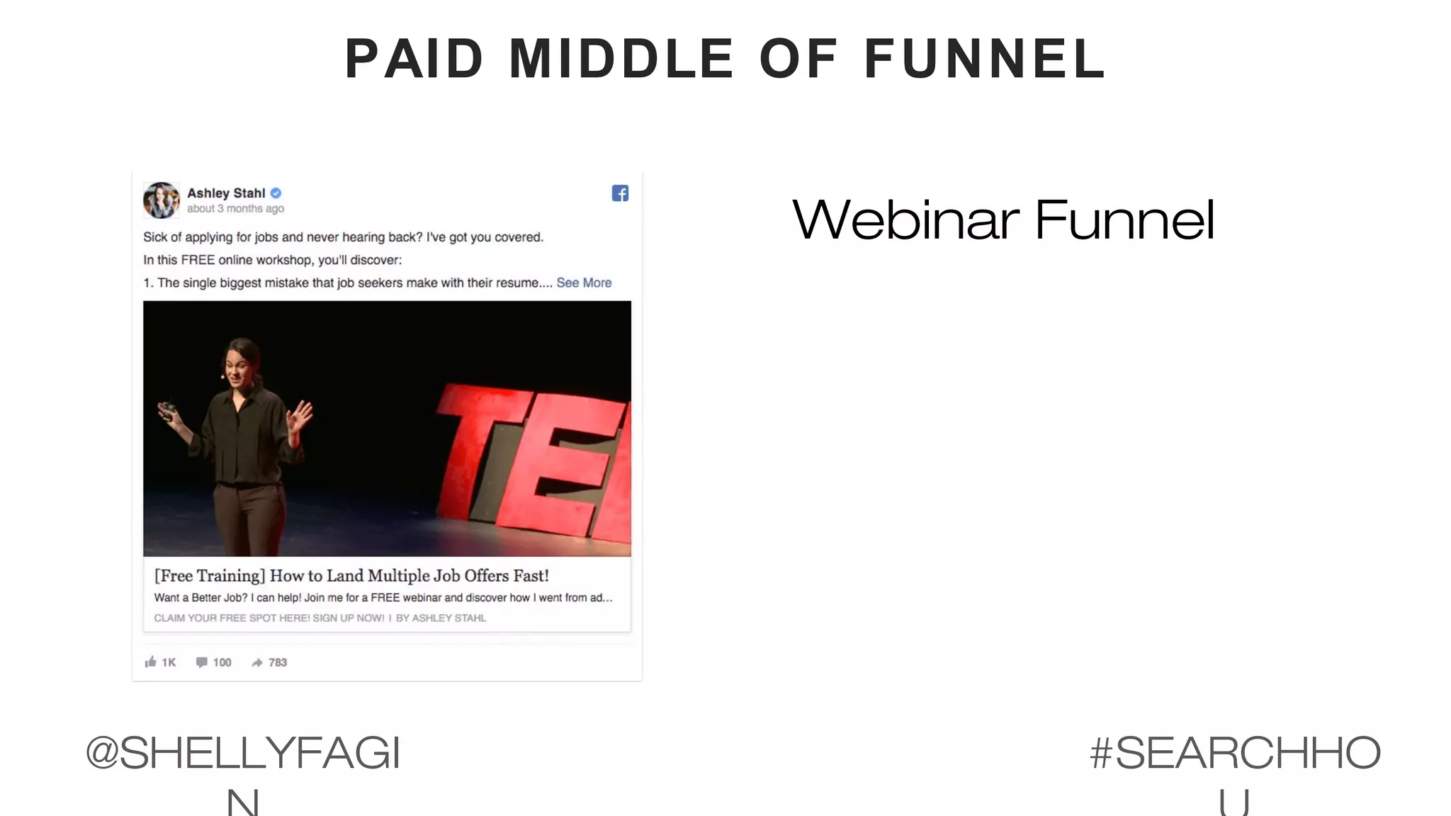 PAID MIDDLE OF FUNNEL
Webinar Funnel
#SEARCHHO@SHELLYFAGI
 