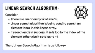 Searching Algorithm, Linear search algorithm and their time complexity ...