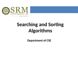 This PPT describes the various sorting and searching techniques | PPTX