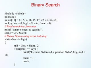 Comprehensive Guide to Arrays, Searching, and Sorting Algorithms in C ...
