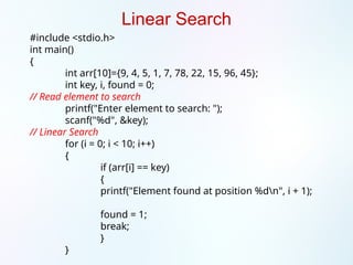 Comprehensive Guide to Arrays, Searching, and Sorting Algorithms in C ...