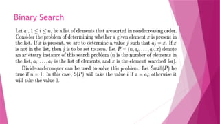 types of algorithms: binary search, sorting, greedy... Different Searching and Sorting Methods.pptx