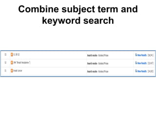 Combine subject term and
keyword search
 