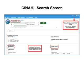 CINAHL Search Screen
 