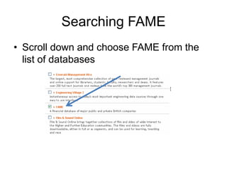 Open your browser and type in the Learning Resources web address into the location bar ……..  www.lr.mdx.ac.ukSelect Electronic Resources
