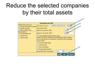 Extracting ratios from FAMEImagine that you are interested in comparing the ratios of companies in the clothing industry in LondonMaking sure that you are in Expert Search, click on Activity/IndustrySelect Major Sectors and then Textiles…..