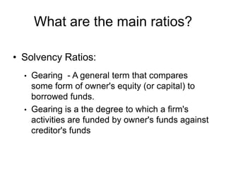 Quick or acid-test ratio – current assets minus stock divided by current liabilities