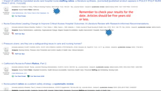 Remember to check your results for the
date. Articles should be five years old
or less.
 