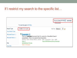 If I restrict my search to the specific list… 
 