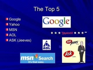 The Top 5 Google Yahoo MSN AOL ASK (Jeeves) 