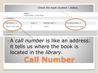 Searching the library catalog | PPT