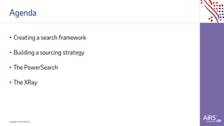 Copyright © 2021ADP, Inc.
Agenda
• Creating a search framework
• Building a sourcing strategy
• The PowerSearch
• The XRay
 