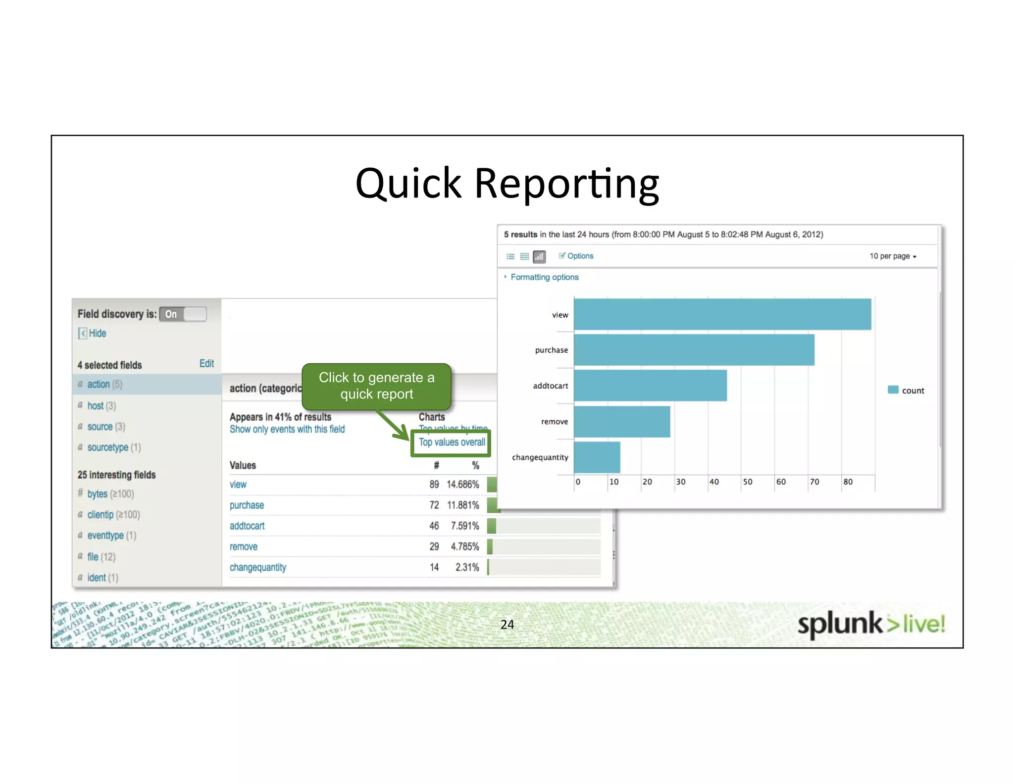 24	
  
Quick	
  ReporHng	
  
Click to generate a
quick report
 