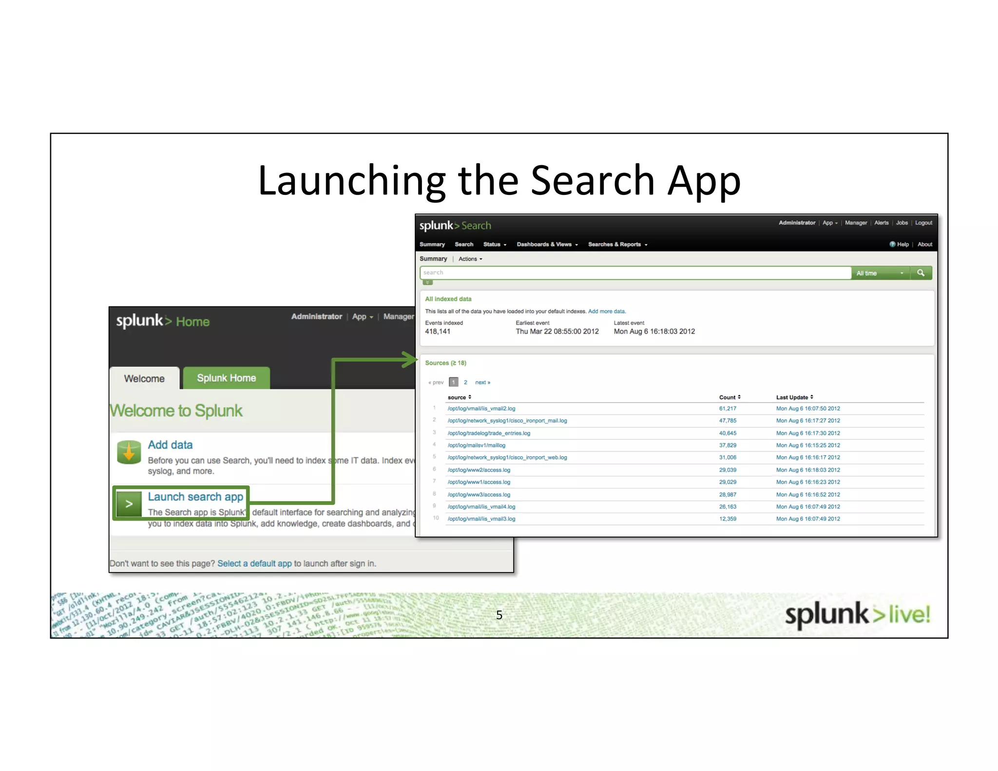 5	
  
Launching	
  the	
  Search	
  App	
  
 