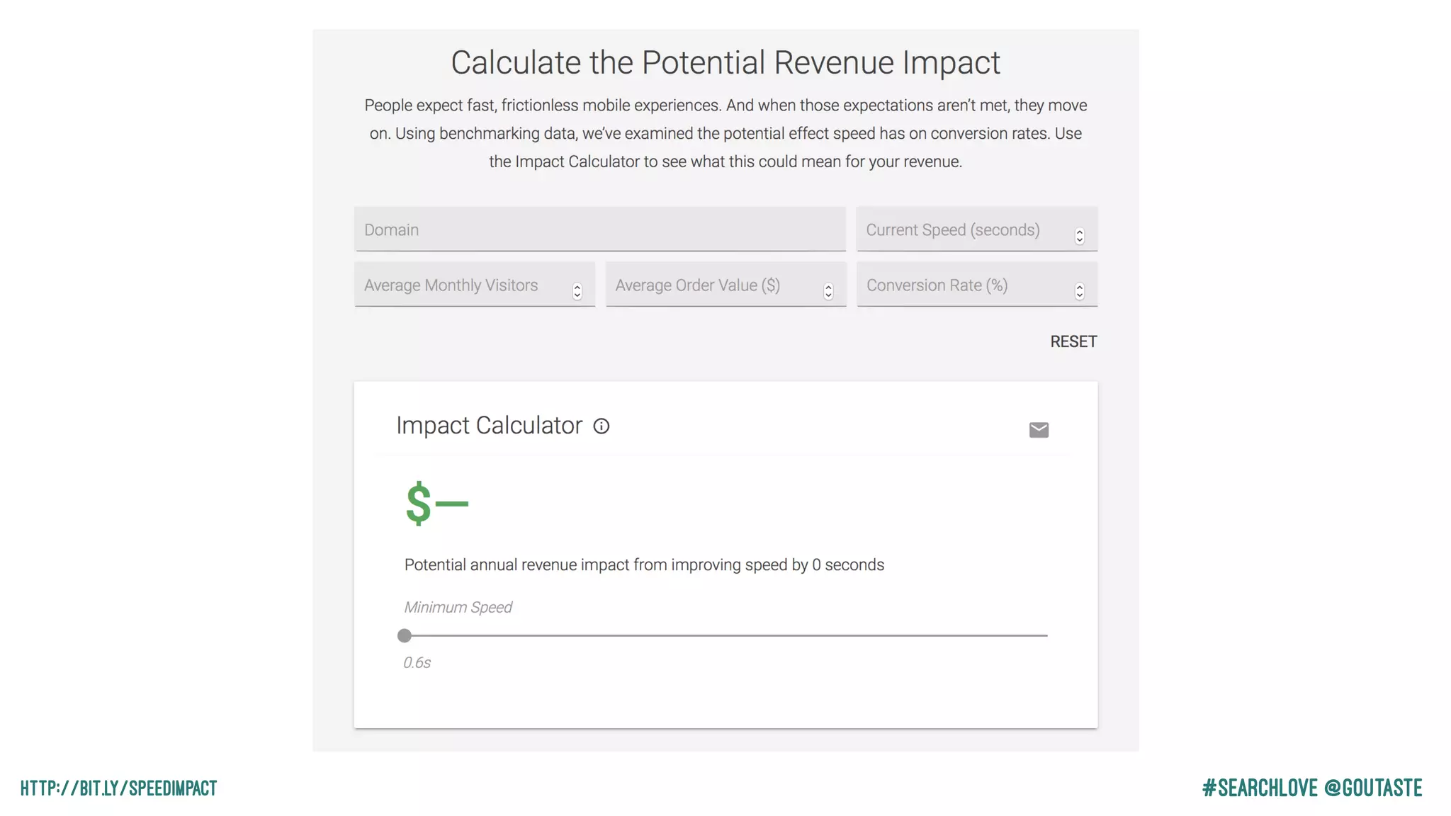 #Searchlove @goutastehttp://bit.ly/speedimpact
 