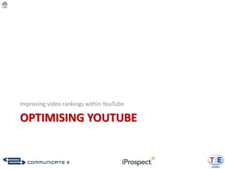 Improving video rankings within YouTube

OPTIMISING YOUTUBE
 