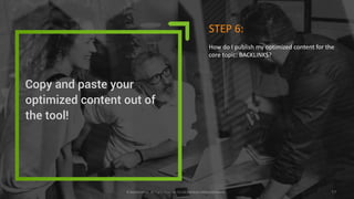 © Searchmetrics.. All Rights Reserved. Do not distribute without permission.© Searchmetrics. Alle Rechte vorbehalten. Verbreitung nicht ohne Erlaubnis. 17© Searchmetrics.. All Rights Reserved. Do not distribute without permission.
LET’S
CREATE
CONTENT
OPTIMIZATION
 