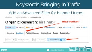 @seodanbrooks
Keywords Bringing In Traﬃc
Add an Advanced Filter for branded terms
 