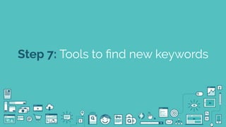 @seodanbrooks
Step 7: Tools to ﬁnd new keywords
 