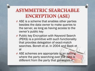 Search on encrypted data | PPT