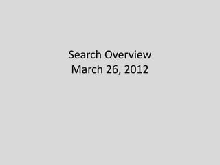 Search Overview
March 26, 2012
 