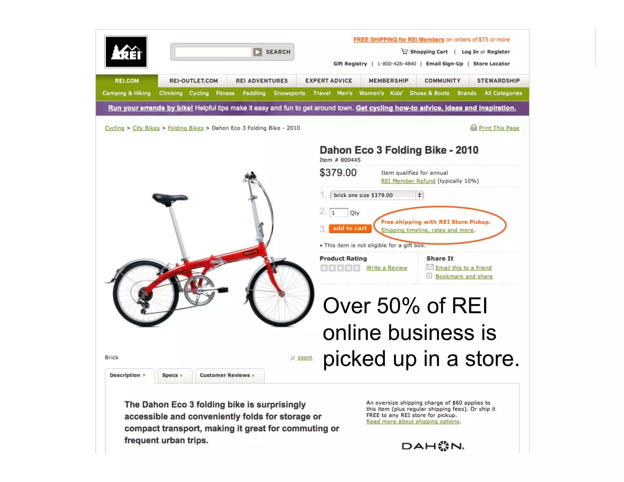 morville@semanticstudios.com




Over 50% of REI
online business is
picked up in a store.


                               66
 