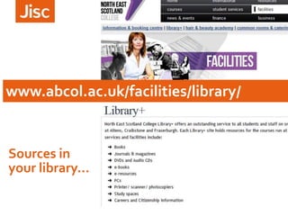 Sources in
your library…
www.abcol.ac.uk/facilities/library/
 