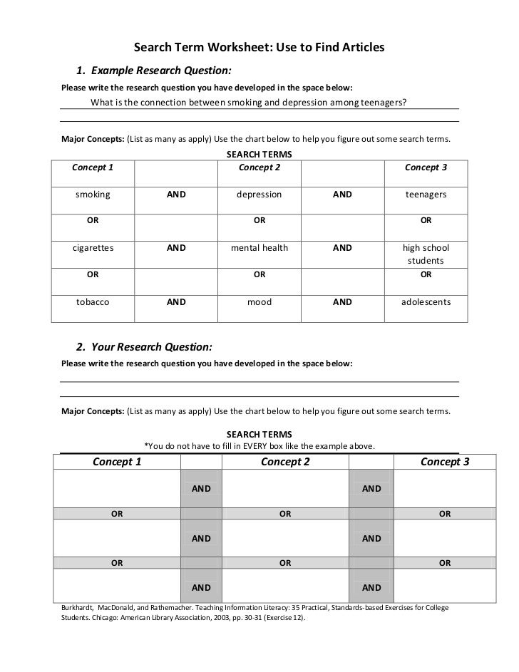 Search Term Worksheet Search Term Worksheet