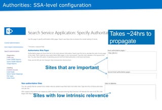 Authorities: SSA-level configuration
Sites that are important
Sites with low intrinsic relevance
Takes ~24hrs to
propagate
 