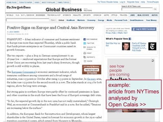 example: article from NYTimes analysed by Open Calais >> 