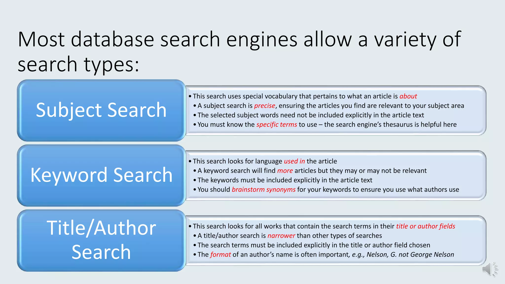 Search types | PPT | Free Download
