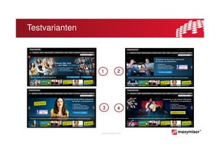 Testvarianten




                1                  2




                 3                 4




                Copyright Maxymiser 2013
 