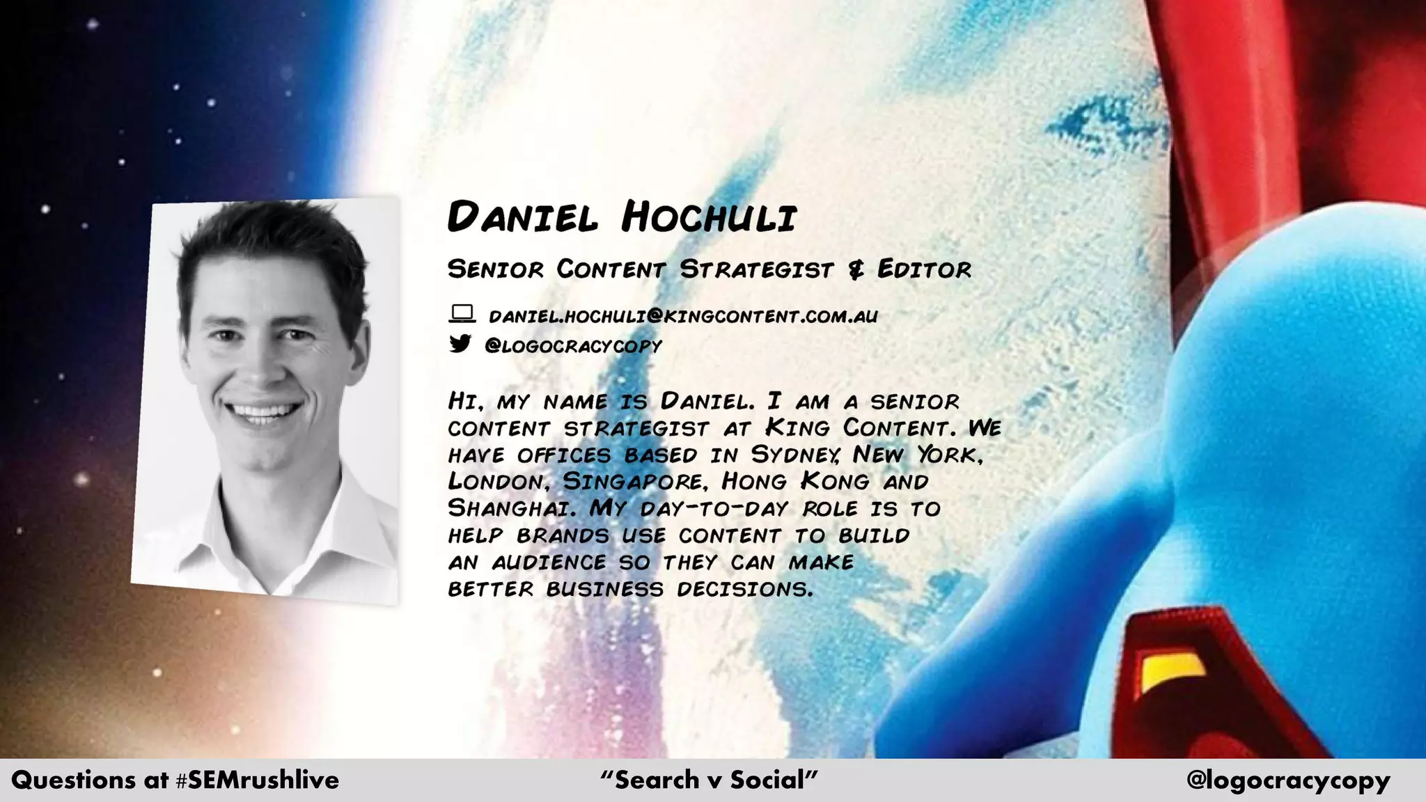 Questions at #SEMrushlive “Search v Social” @logocracycopy
 