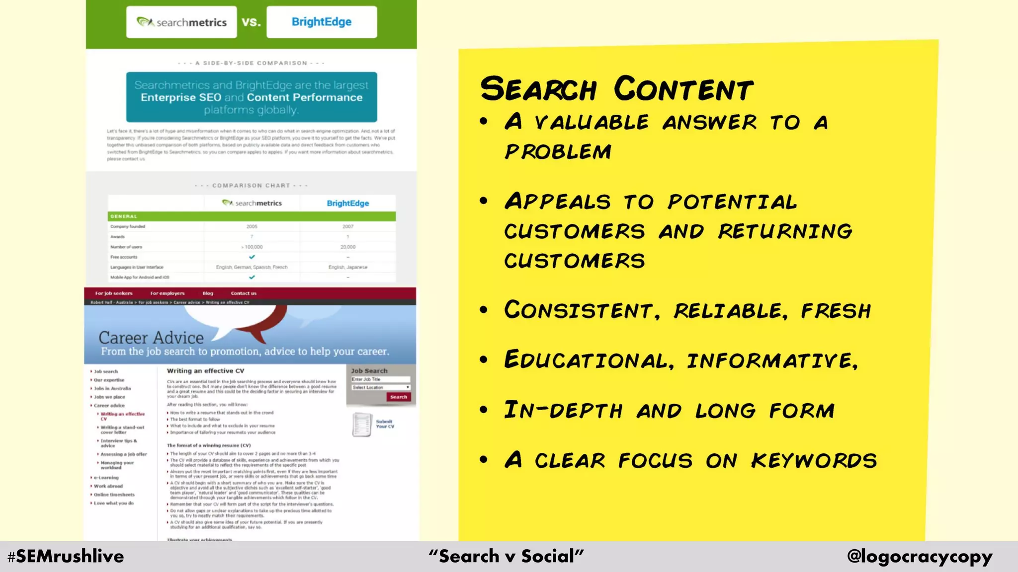 #SEMrushlive “Search v Social” @logocracycopy
 