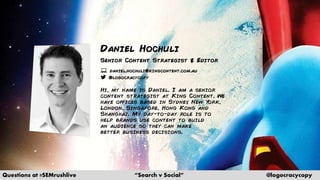 Questions at #SEMrushlive “Search v Social” @logocracycopy