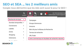 SEO et SEA … les 2 meilleurs amis
Google nous démontre que les Ads sont aussi là pour le SEO !
37
 