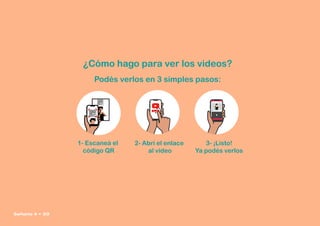 ¿Cómo hago para ver los videos?
Podés verlos en 3 simples pasos:
1- Escaneá el
código QR
2- Abrí el enlace
al video
3- ¡Listo!
Ya podés verlos
Señario II • 20
 