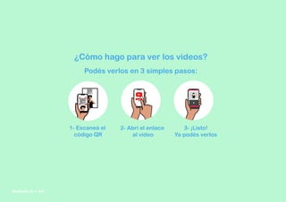 ¿Cómo hago para ver los videos?
Podés verlos en 3 simples pasos:
1- Escaneá el
código QR
2- Abrí el enlace
al video
3- ¡Listo!
Ya podés verlos
Señario II • 44
 