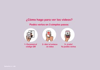 ¿Cómo hago para ver los videos?
Podés verlos en 3 simples pasos:
1- Escaneá el
código QR
2- Abrí el enlace
al video
3- ¡Listo!
Ya podés verlos
Señario II • 68
 