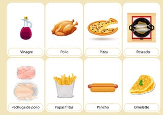 Pollo Pescado
Pizza
Papas fritas Omelette
Pancho
Vinagre
Pechuga de pollo
81
 
