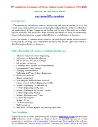 14th International Conference on Software Engineering and Applications ...